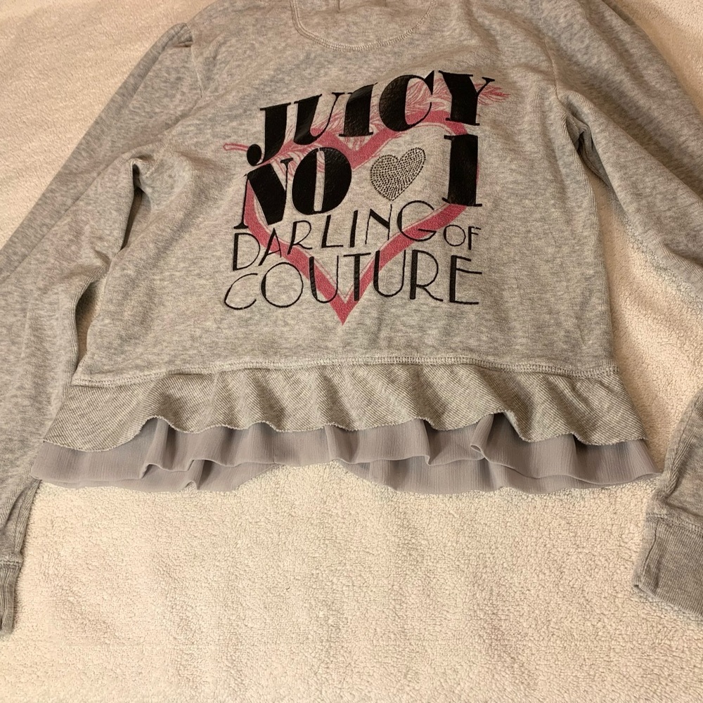 Girls Juicy Couture zippered hood gray jacket - Picture 4 of 8